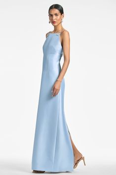 Gray Blue Dress, Mother Of The Bride Dresses Semi Formal, Formal Gowns Simple, Fancy Blue Bridesmaid Dresses, Fitted Formal Dress, Column Silhouette Dress, Work Dresses For Women Professional, Pale Blue Evening Gown, Light Blue Evening Gown