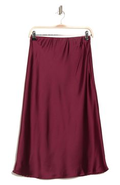 Elevate your wardrobe with this pull-on bias satin midi skirt for elegant, feminine style. 31" length (size S) Elasticized waist Pull-on style Satin construction 97% polyester, 3% spandex Machine wash cold, line dry Made in USA Model’s stats for sizing: 5’10” height, 34” bust, 27” waist, 35” hips. Model is wearing size S. Wine Red Skirt, Red Satin Skirt, Burgundy Midi Skirt, Red Midi Skirt, Satin Slip Skirt, Burgundy Skirt, Satin Midi Skirt, Wardrobe Planning, Slip Skirt