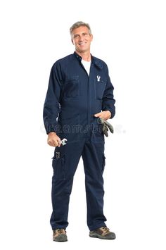 Successful Mechanic. Portrait Of Confident Mature Mechanic With Wrench Looking A , #ad, #Confident, #Mature, #Portrait, #Successful, #Mechanic #ad Male Overalls, Mechanic Suit, Boiler Suit, Athleisure Wear, Make It Work, Suit Fashion