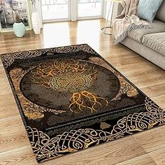 a large area rug with an intricate design on it