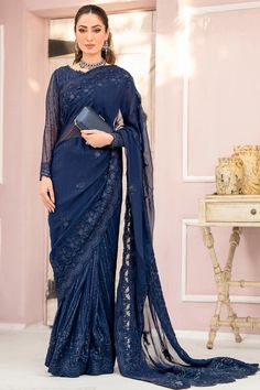 Embroidered Crinkle Chiffon Blouse 2 M Embroidered Crinkle Chiffon Saree 3.5 M Embroidered Crinkle Chiffon Pallu 2.5 M Neckline Embroidered Patch 1 Pc Embroidered Patch For Saree Daman 3.3 M Sleeves Embroiderd Patch 0.92 M Embroidered Pallu Patch A 3 M Embroidered Pallu Patch B 2.31 M Dyed Silk Trouser 3 M Replicate Designs  by Libaas  Khaas Reception Blouse Piece With Sheer Dupatta For Eid, Sheer Dupatta Blouse Piece For Reception At Eid, Organza Blouse Piece With Chikankari Embroidery For Reception, Eid Long Sleeve Blouse Piece With Sheer Dupatta, Reception Long Sleeve Blouse With Sheer Dupatta, Long Sleeve Pre-draped Saree With Resham Embroidery, Long Sleeve Georgette Pre-draped Saree With Zari Work, Embroidered Organza Pre-draped Floor-length Saree, Embroidered Floor-length Organza Pre-draped Saree