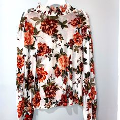 Ambiance Mock Neck Floral Blouse Nwot: Never Worn! Size M Ruffled Mock Neck Cinched/Ruffle Cuffs Floral Rose&Vine Design Sheer But Not *Totally* See Through Great For Layering Burgundy, Cranberry, Red, Peach Notes Make Me An Offer Or Bundle To Save! Style Tags Folklore Evermore Red Eras Tour Rose Vines, Vine Design, Floral Blouse, Mock Neck, Red And White, Top Blouse, Womens Tops, Red, Floral