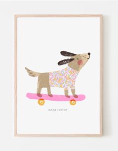 a dog on a skateboard with sprinkles