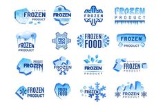 the logos for frozen products are blue