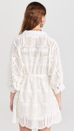 SUNDRESS Florine Dress | Shopbop Spring Cotton Dresses With Belted Cuffs, Long Sleeve Eyelet Dresses For Spring, Long Sleeve Eyelet Dress For Summer, White Brand, Swimsuit Cover, Sundress, New Arrivals, Cover Up, Free Shipping