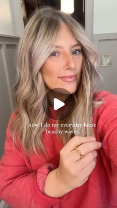 Justine Angel on Instagram: "✨EVERYDAY HAIR TUTORIAL✨ the only tutorial you guys have wanted for the past two years 😂 here ya go! 😘 how I get my bangs to bang is at the end and is worth the watch. This hack will change your life! I typically don’t use hairspray, if I do, usually only a little in the front because I like the curls to fall and just become imperfect  . Using a 1 1/2in curling iron! ❤️ . #curtainbangs #hairtutorials #loosewaves #beachywaves" Curling Just The Ends Of Hair, How To Curl Side Bangs With Curling Iron, 2in Curling Iron Curls, How To Curl Front Bangs, How To Curling Iron, Curling Iron Curtain Bangs, How To Style Long Bangs To The Side, Crimper Iron Waves