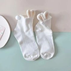 Bunny Ears Socks 🐰🧦 Fall in love with the adorable charm of our Bunny Ears Socks! ✨🧦 Let your feet experience the coziness and warmth that these socks offer. 🐇💫 With their cute bunny ear design, they add a playful and sweet touch to your daily outfits. Whether you're relaxing at home or going about your day, these socks will make you feel cute and stylish. Get ready to embrace the charm of our Bunny Ears Socks! 🐰🧦 Points Description: ✨ Adorable socks with a cute bunny ear design for a tou Cosplay Maid, Gothic Punk Fashion, Sock Bunny, Kawaii Store, Japanese Socks, Kawaii Socks, Faux Piercing, Ear Design, Socks Cute