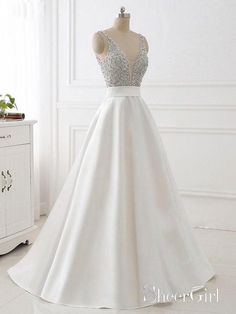 White Evening Dress, V Neck Prom Dresses, Backless Prom Dresses, فستان سهرة, Prom Dresses Online, Satin Prom Dress, Ball Gowns Prom, Prom Dresses Ball Gown, Long Bridesmaid Dresses