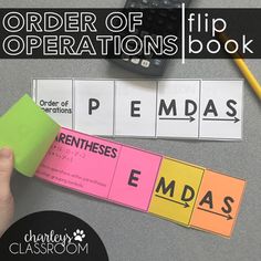 the order of operations flip book is open and ready for students to use it in their classroom