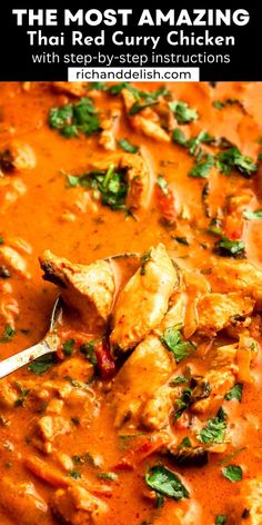 the most amazing red curry chicken with step - by - step instructions on how to make it