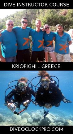 two pictures with different people in scuba gear