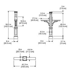 the drawing shows three different types of brackets, and one is shown with measurements for each section