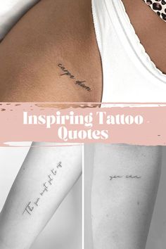 three different tattoos with the words tattoo written on them and an image of a woman's arm