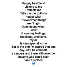 a poem written in blue and white with the words, my guy best friend protects me