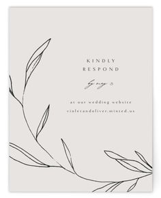 a wedding card with the words, kindly respond and an image of leaves on it