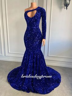 Royal Blue Mermaid Dress For Prom, Royal Blue Fitted Dress For Pageant, Fitted Blue Sequined Pageant Dress, Mermaid Dress For Pageant Prom Season, Mermaid Dress For Pageant And Prom Season, Mermaid Dress For Pageants And Prom Season, Fitted Long Sleeve Gown For Pageant, Fitted Long Sleeve Gown For Pageants, Fitted Mermaid Dress With Mermaid Hem For Pageant