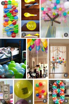 the collage shows many different balloons and decorations