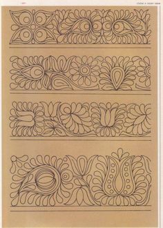 three different designs on paper with lines in the middle and one line at the bottom