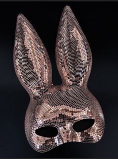 Disco ball bunny mask in rose gold. Bunny Masquerade Mask, Halloween Masks Scary, Mardi Gras Kid, Kids Party Packs, Creepy Face, Scary Halloween Masks, Creepy Masks, Creepy Faces, Bunny Mask