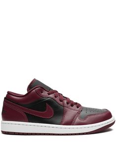 burgundy/black calf leather signature Swoosh logo detail signature Air Jordan Wings logo round toe front lace-up fastening logo-embroidered tongue branded insole rubber sole These styles are supplied by a premium sneaker marketplace. Stocking only the most sought-after footwear, they source and curate some of the most hard to find sneakers from around the world. Jordan Air 1 Low, Jordan Wings, Jordan Shoes Retro, Shoes Retro, Jordan Air, Wings Logo, Round Logo, Swoosh Logo, Air Jordan 1 Low