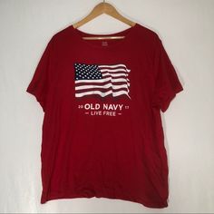 Brand: Old Navy Relaxed Size: Xxl Color: Red, White, & Blue Style: Tshirt / Shirt Rn 54023 Condition: 10/10 No Flaws, Unworn Ask Questions! Bundle 3 Items To Receive Free Shipping. #Tshirt #Shirt #Usa #Oldnavy #Xxl Style Tshirt, Free Tshirt, Old Navy Shirts, Live Free, Blue Style, Flag Shirt, Navy Shirt, Red White Blue, Blue Fashion