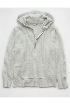 Sweater knit/Hooded/Long sleeves/Zip-up front Jackets Zip Up, Cute Zip Up Sweaters, Cable Knit Zip Up, Gray Zip Up, Grey Zip Up, Zip Up Sweaters, Hoddies Outfits, Burr Basket, Gray Zip Up Hoodie