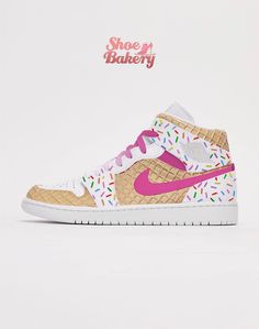 Ice Cream Jays Sneakers - Shoe Bakery Preppy Off Brand Shoes, 2022 Popular Shoes, Air Jordan Women Ice Cream Shoes, Cute Air Shoes, Jordan Shoes Aestletic, Unique Colored Tennis Shoes, Cute Preppy Nike, Starting An Online Shoe Boutique, Custom Nike Girly