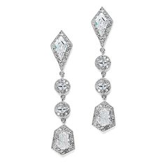 Empress and Noble Cut CZ Wedding Dangle Earrings in Silver Plating Cubic Zirconia Bridal Earrings, Royal Diamond, Bridal Jewelry Vintage, Wedding Bridal Jewellery, Art Deco Earrings, Crystal Drop Earrings, Bride Jewellery, Wedding Jewelry Sets, Bridal Jewelry Sets