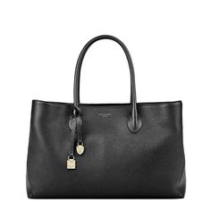 The London Tote in Black Pebble | Aspinal of London Timeless Pebbled Leather Office Bag, Timeless Textured Leather Tote Satchel, Epsom Leather Business Shoulder Bag, Timeless Leather Tote Satchel, Timeless Leather Bag For Work, Luxury Everyday Top Handle Bag, Business Tote Bag With Smooth Grain, Black Calf Leather Bag For Work, Timeless Pebbled Leather Shoulder Bag With Palladium Hardware