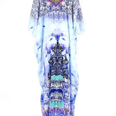 Long Kaftan Dress By Colors Of Fashion Brand Length - 59"-60" One Size Fits All ( 2-12) Or May Be Fits Size 14 Depending On Bust Size Fabric - Silky Feel 100% Polyester Care - Hand Wash Brand - Colors Of Fashion Versatility Ensures You'll Never Be Bored Of This Kaftan! Blue Printed Long Maxi Dress, Blue Maxi Dresses With Digital Print, Blue Maxi Dress With Digital Print, Elegant Blue Festival Kaftan, Blue Silk Dress With Digital Print, Blue Silk Bohemian Maxi Dress, Bohemian Blue Silk Maxi Dress, Blue Digital Print Summer Dress, Blue Summer Dress With Digital Print