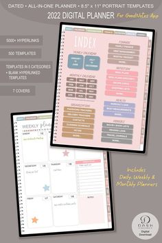 the digital planner is shown in two different colors