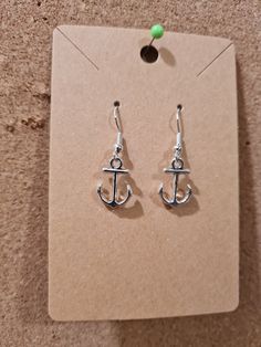 "Show everyone how anchored in life you are with these!  They have fish hook posts with the stoppers on the back to prevent loss.  The entire earring is approximately 1.5\" in length.  These are handmade and packaged.  Please let me know if you have any questions or interest in this item or any others." Adjustable Dangle Jewelry With Fish Hook, Fish Hook Drop Earrings As A Gift, Drop Earrings Jewelry With Fish Hook As Gift, Silver Adjustable Fish Hook Earrings, Casual Metal Earrings With Ear Wire, Casual Adjustable Nickel-free Earrings, Adjustable French Hook Earrings As Gift, Anchor Earrings, Winston Salem Nc