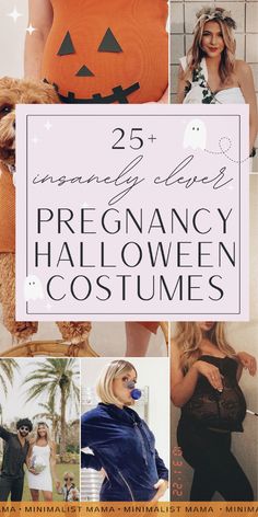 a collage of halloween costumes for pregnant women