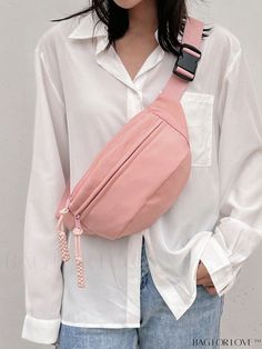 BagForLove - Classic Casual Waist Bag - Medium Size, Solid Color Product Description Color Pink Strap Type Adjustable Style Fashionable Bag Size Medium Pattern Type Plain Closure Type Zipper Type Sling Bag Composition 100% Polyester Material Polyester Size Chart INCH CM Strap Length Bag Height Bag Width Bag Length 43.3 inch 6.3 inch 3.9 inch 13 inch Strap Length Bag Height Bag Width Bag Length 110 cm 16 cm 10 cm 33 cm Details Pictures Similar Products h2 { text-align: center; } /* æ¢è¡ */ li{ Pink Casual Chest Bag With Zipper, Casual Pink Chest Bag With Zipper, Casual Pink Chest Bag With Zipper Closure, Casual Pink Shoulder Bag For Daily Use, Casual Chest Bag For On-the-go, Summer Casual Crossbody Chest Bag, Casual Pink Bag With Mobile Phone Pocket, Casual Pink Bag With Large Capacity, Casual Pink Bags With Large Capacity