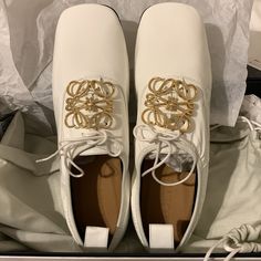 Purchased From Ssense Never Worn Only Minor Scratches At The Left Sole With Two Dust Bags And Box Loewe Shoes, Patent Leather Ballet Flats, Ballerina Pumps, Black Leather Flats, Leather Slippers, Leather Ballet Flats, White Flats, Flat Espadrilles, Tan Suede