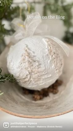 a close up of a white object in a bowl on top of a wooden table