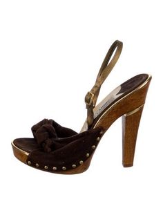 Jimmy Choo Suede Slingback SandalsBrownStudded Accents & Leather TrimPlatformFit: This style typically runs a full size small. Chic Brown Slingback Sandals With Open Heel, Chic Brown Open Heel Slingback Sandals, Chic Brown Ankle Strap Slingback Sandals, Brown Buckle Closure Slingback Sandals, Chic Brown Slingback Sandals With Heel Strap, Brown Slingback Open Heel Sandals For Party, Brown Open Heel Slingback Sandals For Party, Formal Brown Strap Heels, Formal Brown Heels With Strap