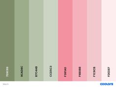 the color scheme for pink and green is shown in this graphic style, which includes different shades