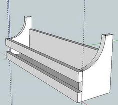 an architectural drawing of a bench with the top section cut out to look like it's being built