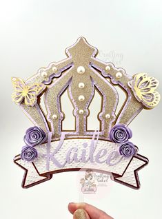 Add the perfect touch to your princess cake with this custom princess crown cake topper! Cake toppers are a great way to make your cake stand out while adding a creative and personalized touch. ❥ This listing is for one personalized princess themed cake topper in the design shown in your color choice. ❥ The topper measures 7.39 inches wide x 7.82 inches tall. Need a different size; no problem! I can customize any of my toppers to meet your needs. ❥ This topper is multi-layers with foam pieces in Princess Crown Cake Topper, Princess Themed Cake, Princess Crown Cake, Crown Cake Topper, Crown Cake, Princess Cake, Topper Cake, Princess Crown, Custom Cake Toppers