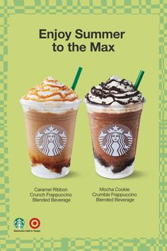 starbucks coffee drinks with the words enjoy summer to the max