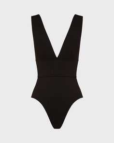 The Victoria One Piece in black is one of best sellers as it is extremely flattering and comfortable to wear. Made from a single layer of our Italian engineered Singuleur ® fabric that uses an advanced flexion technology that moves with the body like a second skin. The deep plunge V neckline front and back sits above a wide band that provides support under the bust and contours the waistline. A timeless classic that will make you feel confident and comfortable at all times. Luxury fabric made in Black Seamless V-neck Swimwear, Sleek Black Second-skin Swimwear, Modern Compressive Swimwear In Solid Color, Black Compressive Swimwear With Lined Body, Compressive Black Lined Swimwear, Black Compressive Lined Swimwear, Modern Compressive Solid Color Swimwear, Modern Solid Color Compressive Swimwear, Black V-neck Elastane Swimwear