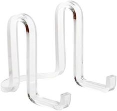 two clear plastic hooks on a white background