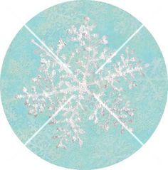 a snowflake is shown in the center of a circular blue and white background