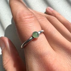 This dainty ring was handmade with sterling silver 925 and genuine 4 mm wide green aventurine. ⟢ Packaging: I place jewelry in gift boxes. A polishing cloth is included so you can easily polish your jewelry. ⟢ Shipping: All jewelry pieces are shipping worldwide! The shipping tracking number will be provided. ⟢ Returns: Money back guarantee. It's extremely important to me that you are 100% happy with your order. You can return this piece of jewelry within 14 days of delivery. If you have any ques Aventurine Ring, Rings Minimalist, Zierlicher Ring, Silver Engagement Rings, Dainty Ring, Green Aventurine, Stackable Rings, Mom Gift, Jewelry Art