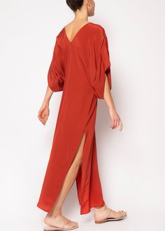 Half Kimono, Draping Top, Caftan Dress Kaftan, Silk Kaftan Dress, Long Kaftan, Silk Kaftan, Kimono Sleeves, Rust Dress, Caftan Dress