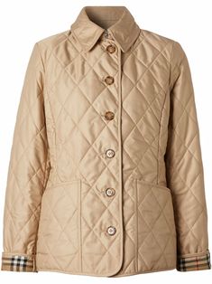 Burberry diamond-quilted Jacket - Farfetch Husband Fashion, Burberry Quilted Jacket, Chic Outerwear, Chic Quilts, Womens Chinos, Fall Fashions, Fantasy Wardrobe, Outer Women, Beige Jacket