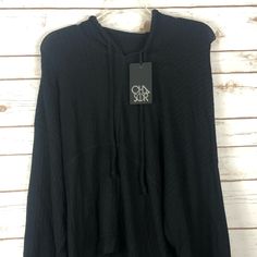 Nwt - This Hoodie Is Black, I Used Grey Pictures, So You Could See It Better. -Super Soft Thermal Knit Relaxed Hoodie -Runs Big -96% Viscose, 4% Spandex -Length 23” Bust 26” Black Hoodie Sweater For Spring, Black Hoodie Sweater For Loungewear, Black Sweater With Drawstring Hood For Loungewear, Black Hoodie Tops For Loungewear, Black Drawstring Hood Top For Loungewear, Weekend Sweater, Ruffle Sleeve Sweater, Grey Pictures, Thermal Sweater