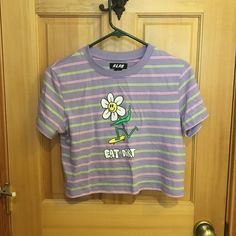 Never Worn! Zumiez Crop Top. Purple 90s Style Spring Tops, Purple 90s Style Tops For Spring, 90s Purple Tops For Spring, 90s Style Purple Tops For Spring, Purple Green, Green And Purple, Tin, Crop Top, Womens Tops