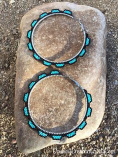 Turquoise Beaded 3 Inch Hoops - Etsy Turquoise Beaded Earrings With Black Beads As Gift, Turquoise Jewelry With Black Beads For Festival, Turquoise Beaded Bracelets With Black Beads, Turquoise Beaded Beads For Crafting, Turquoise Round Beads For Crafting Jewelry, Adjustable Turquoise Jewelry With Black Beads, Festival Large Beaded Turquoise Earrings, Turquoise Jewelry With Black Beads, Adjustable Hand-strung Beaded Earrings